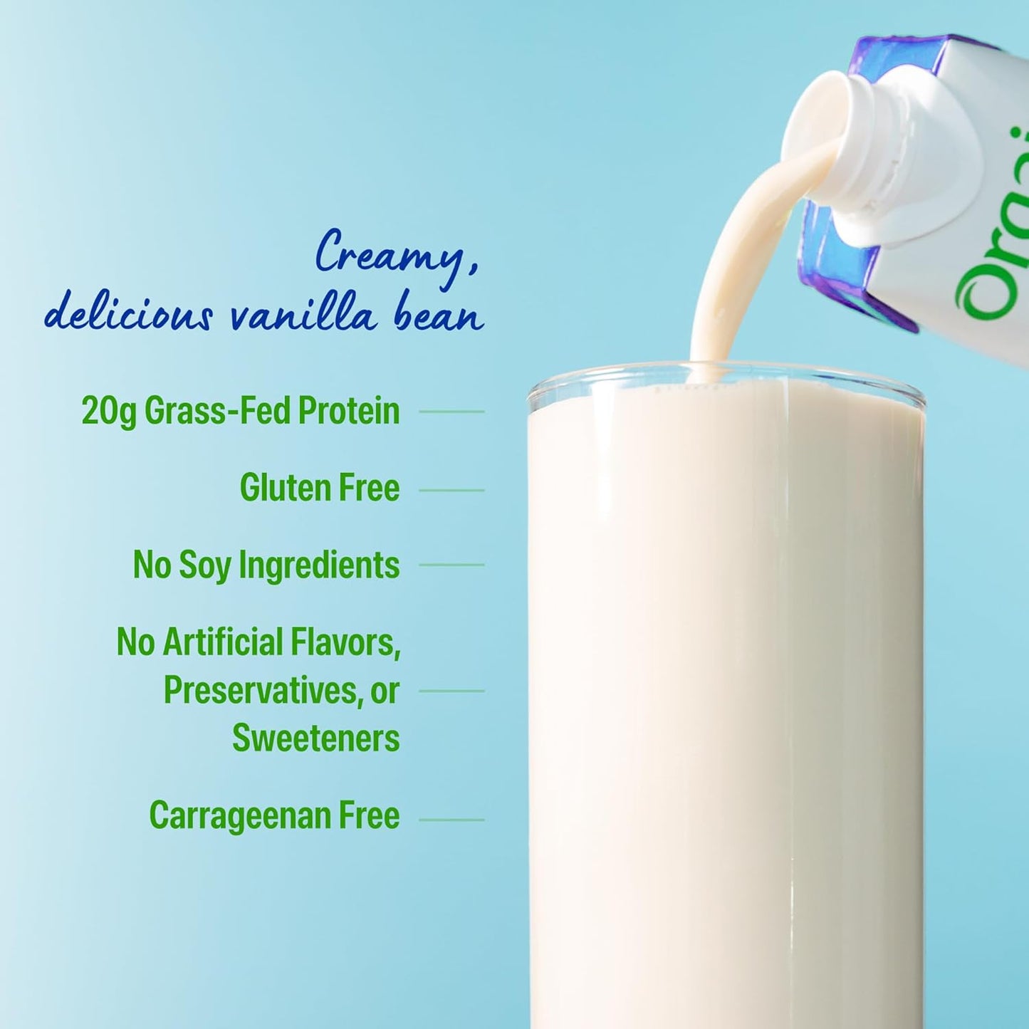Orgain Grass Fed Clean Protein Shake, Vanilla Bean - 20G of Protein, Meal Replacement, Ready to Drink, Gluten Free, Soy Free, Kosher, 11 Oz, 12 Count (Packaging May Vary)