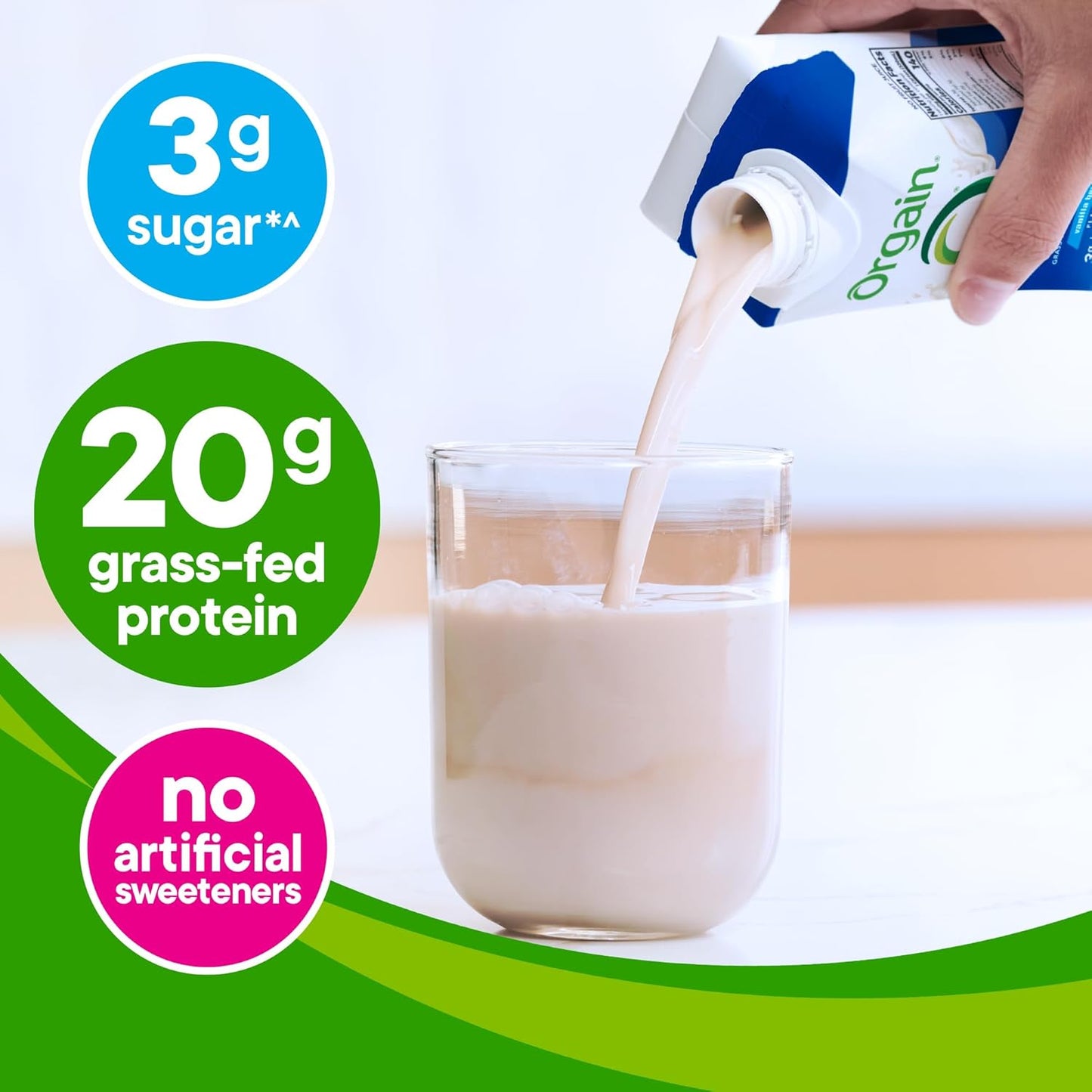 Orgain Grass Fed Clean Protein Shake, Vanilla Bean - 20G of Protein, Meal Replacement, Ready to Drink, Gluten Free, Soy Free, Kosher, 11 Oz, 12 Count (Packaging May Vary)