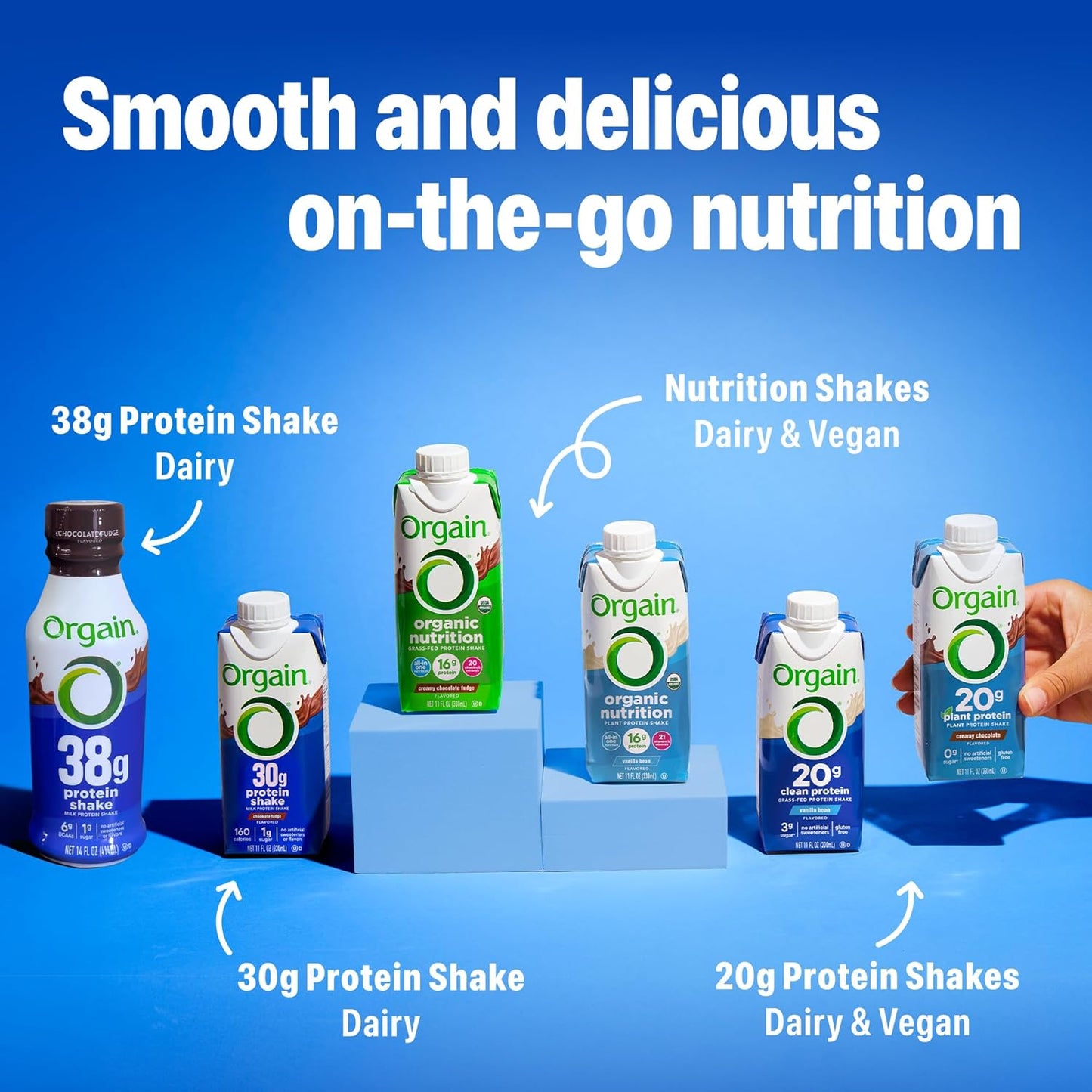Orgain Grass Fed Clean Protein Shake, Vanilla Bean - 20G of Protein, Meal Replacement, Ready to Drink, Gluten Free, Soy Free, Kosher, 11 Oz, 12 Count (Packaging May Vary)